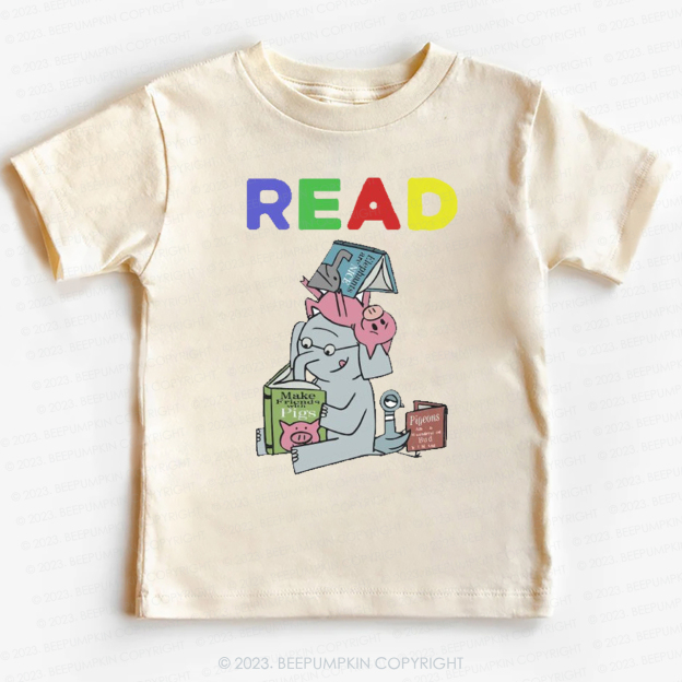 Reading With Friends Piggie Elephant Kids Shirt