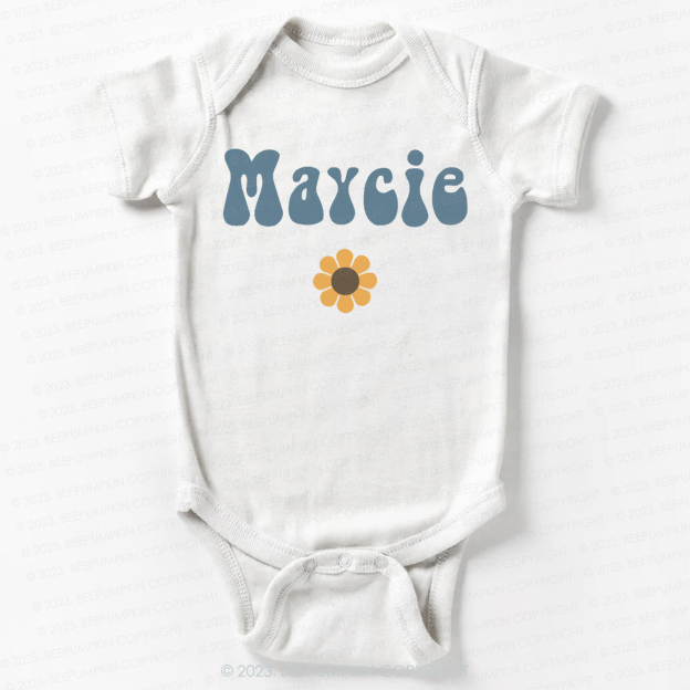 Retro Yellow Flower Natural Bodysuit For Baby