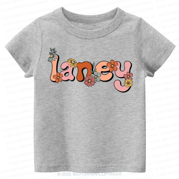 Custom Name Flower Word Art -Toddler Tees