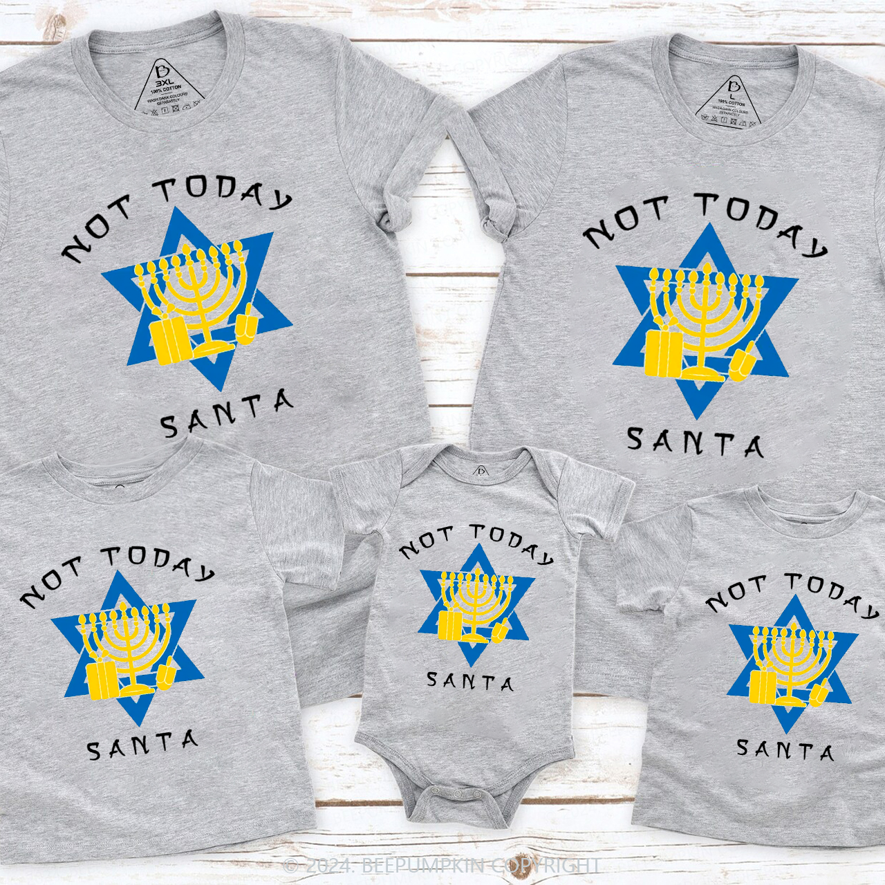 Not Today Santa For Hanukkah Family T-Shirts Beepumpkin