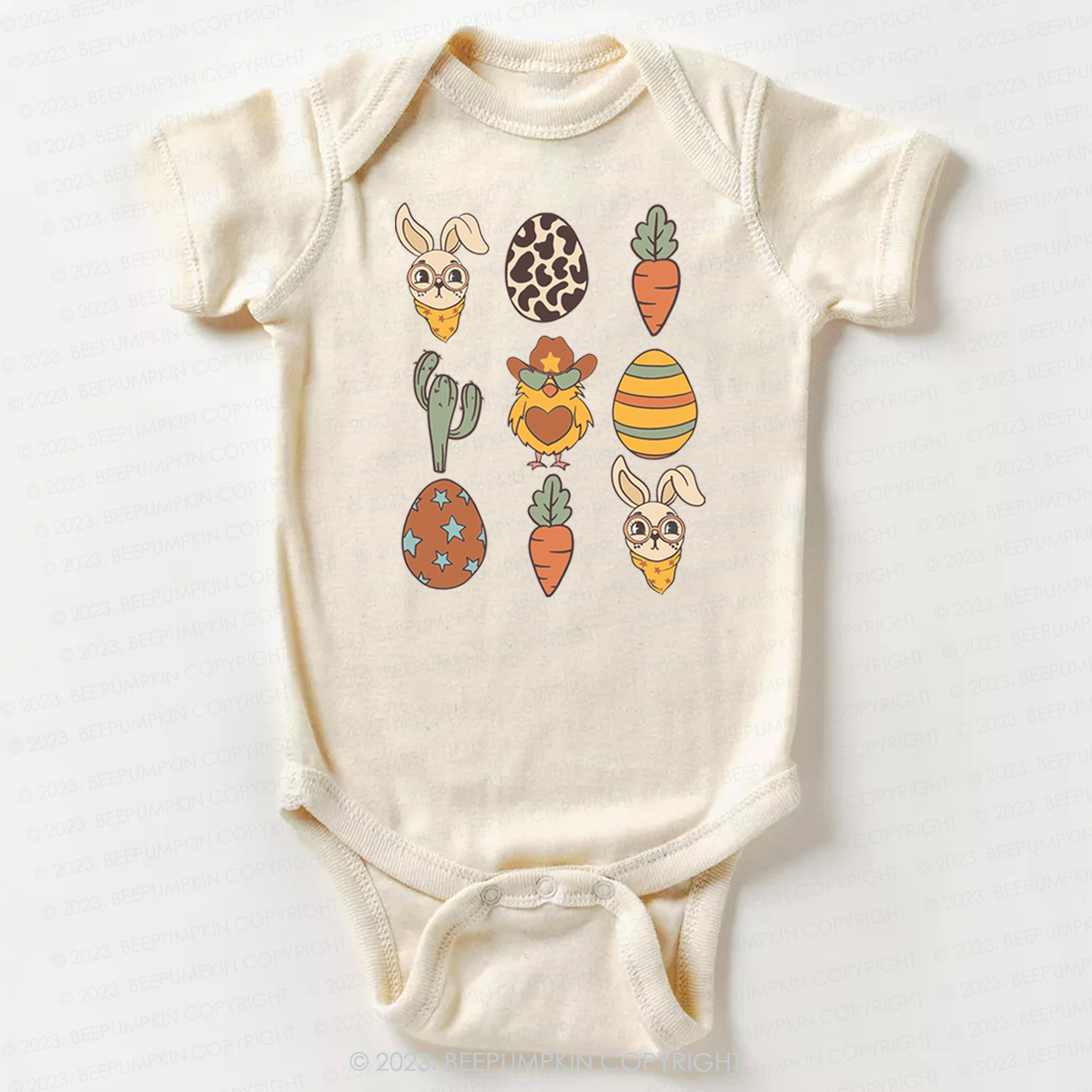 Hoppy Western Easter Carrot Eggs Bodysuit For Baby