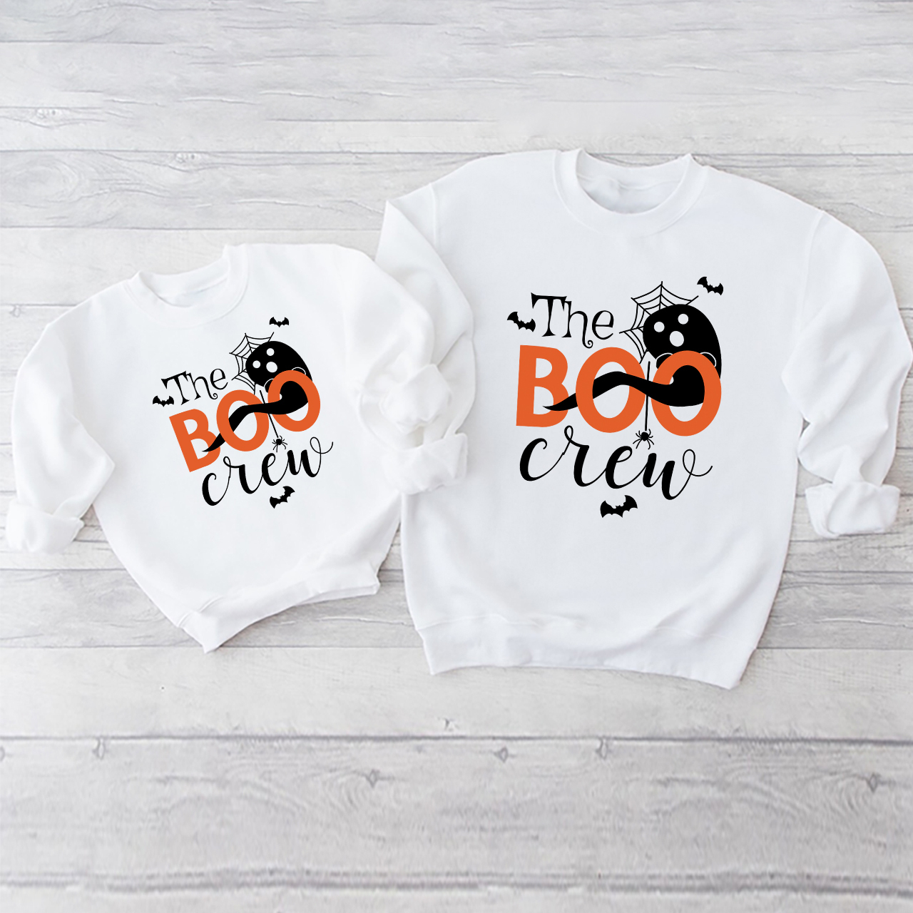 The Boo Crew Spider Web Halloween Family Party Matching Sweatshirts