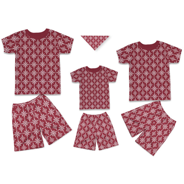 Crimson Snowfall All-Over Print Short Family Matching Pajama Sets