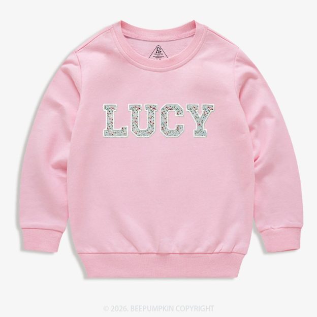 Personalized Vintage Blue Rose Applique Toddler&Kid's Sweatshirt