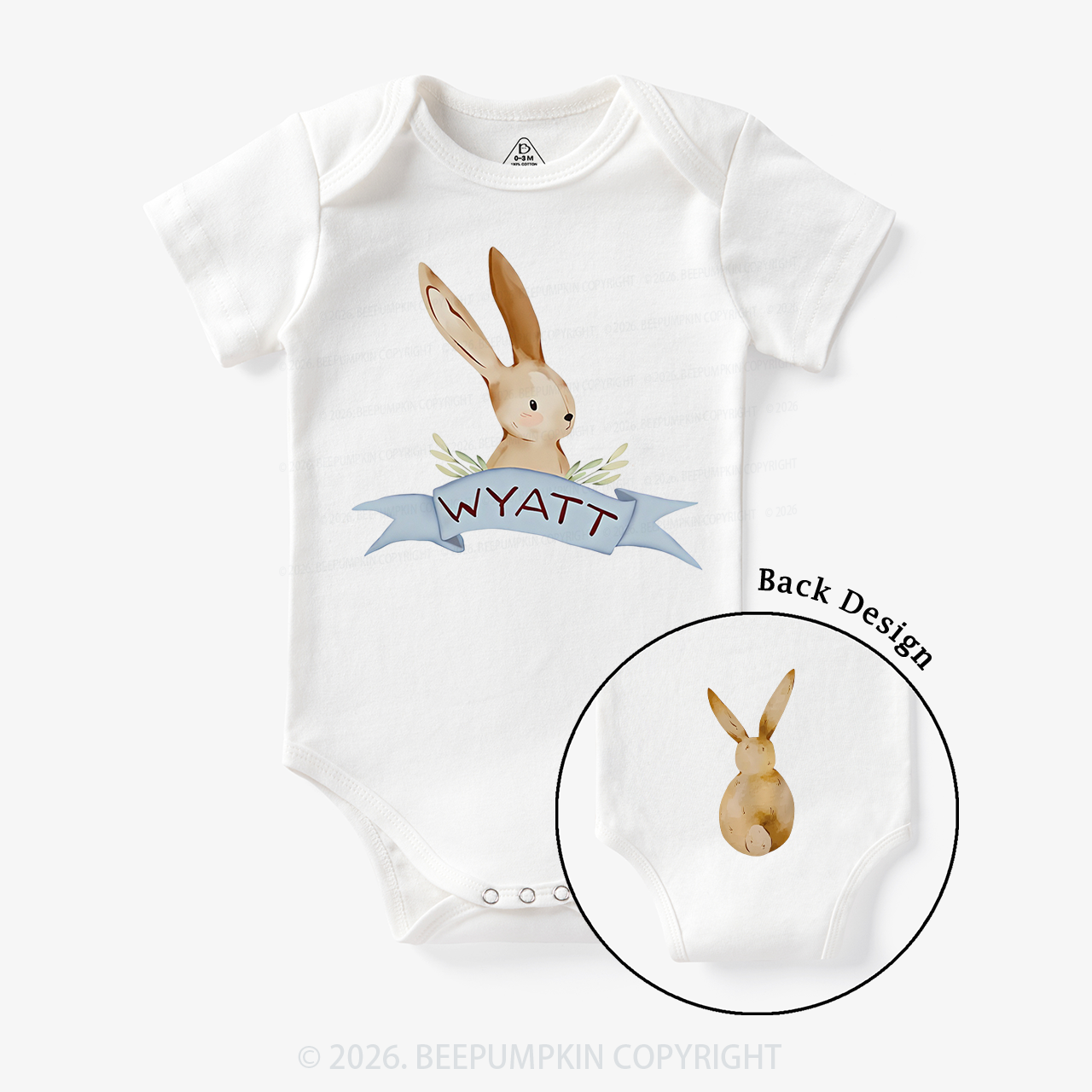 Personalized Peekaboo Bunny Baby Bodysuit