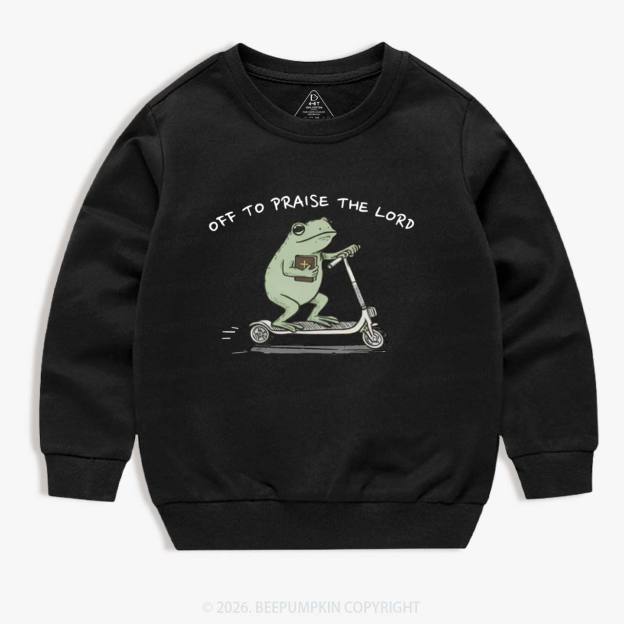 Frog Off To Praise The Lord Kid's Sweatshirt