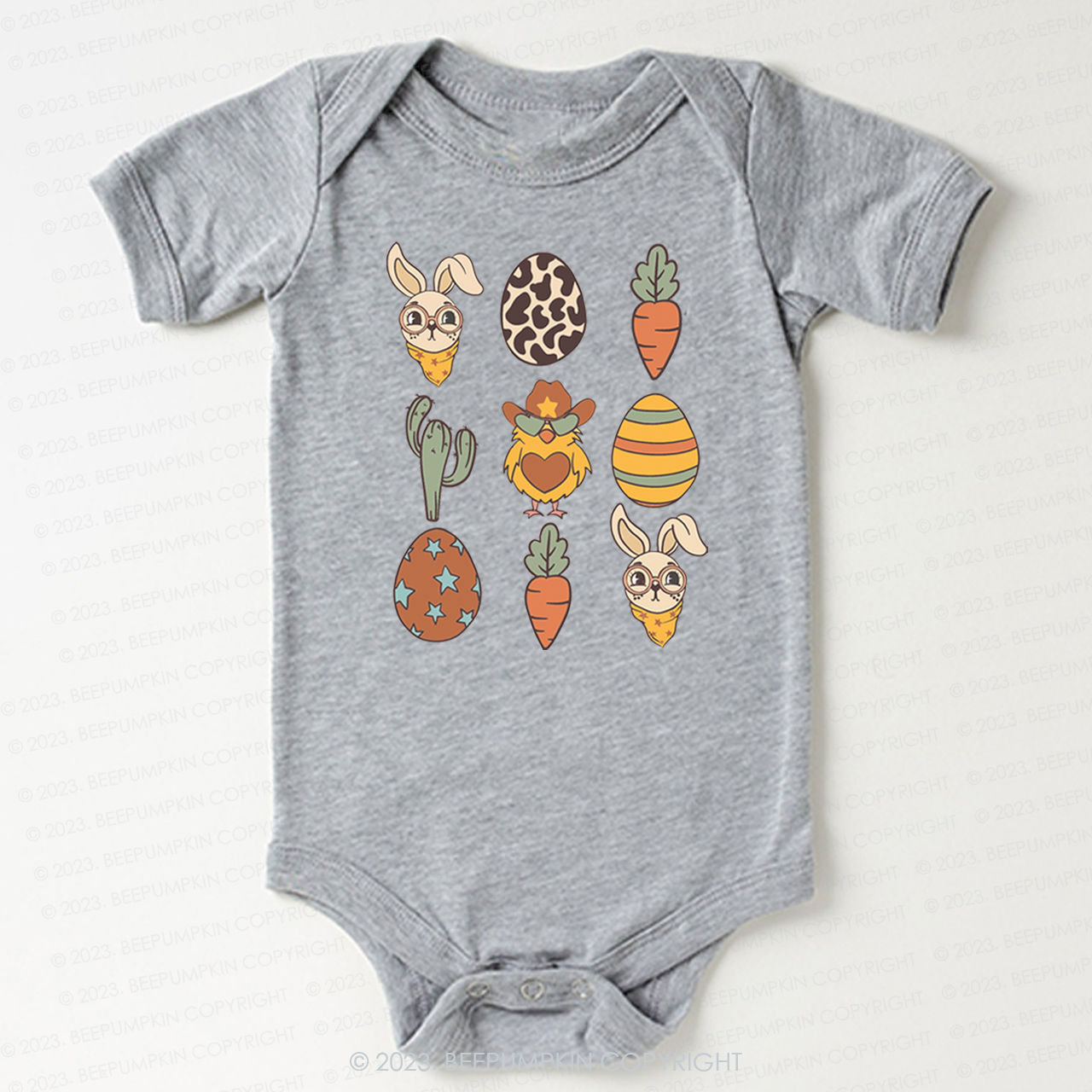 Hoppy Western Easter Carrot Eggs Bodysuit For Baby