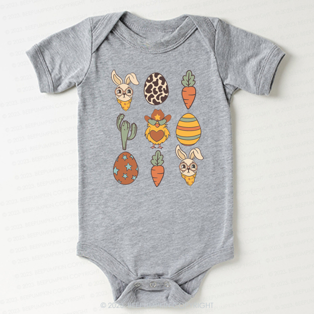 Hoppy Western Easter Carrot Eggs Bodysuit For Baby