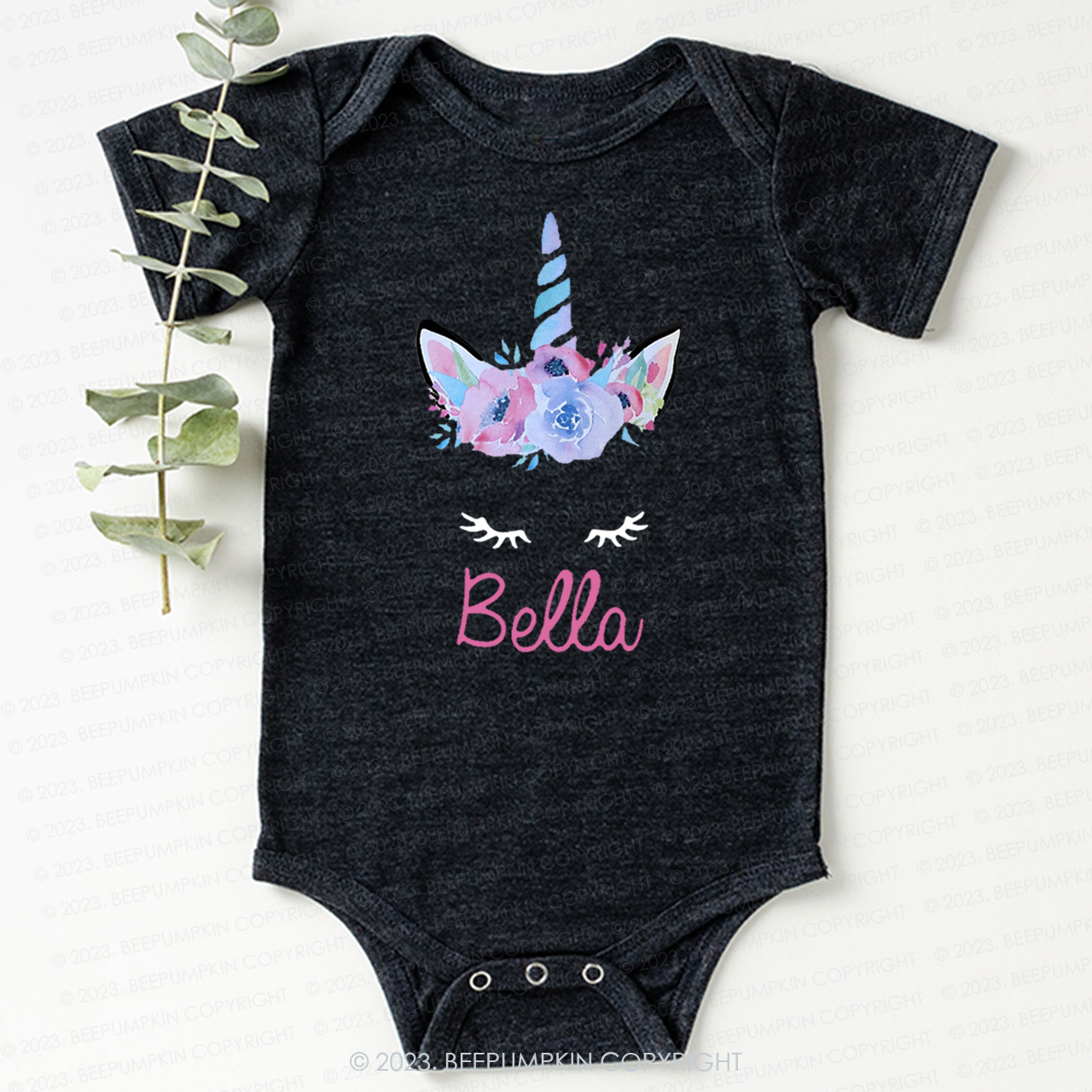 Personalized Unicorn Face Flutter Bodysuit For Baby