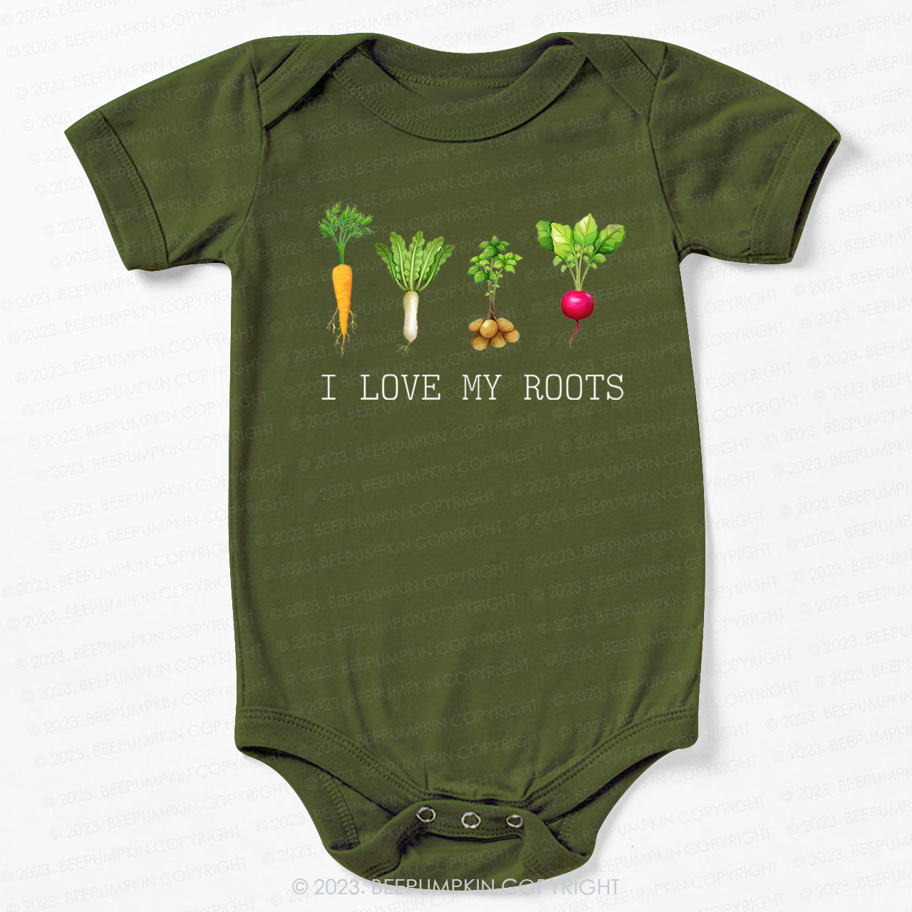Vegetable I Love My Roots Bodysuit For Baby