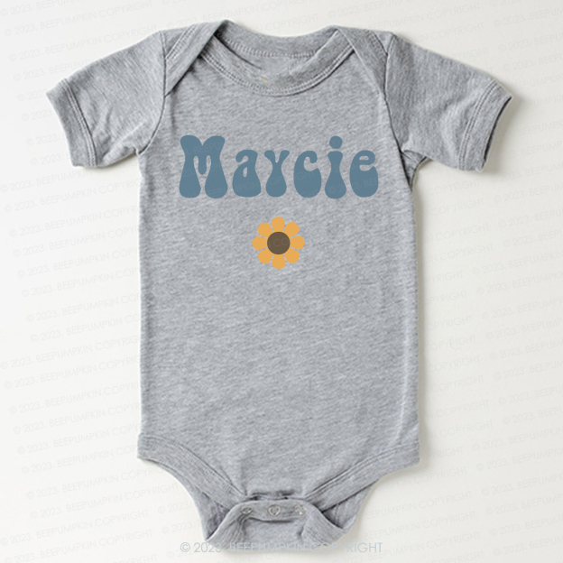Retro Yellow Flower Natural Bodysuit For Baby