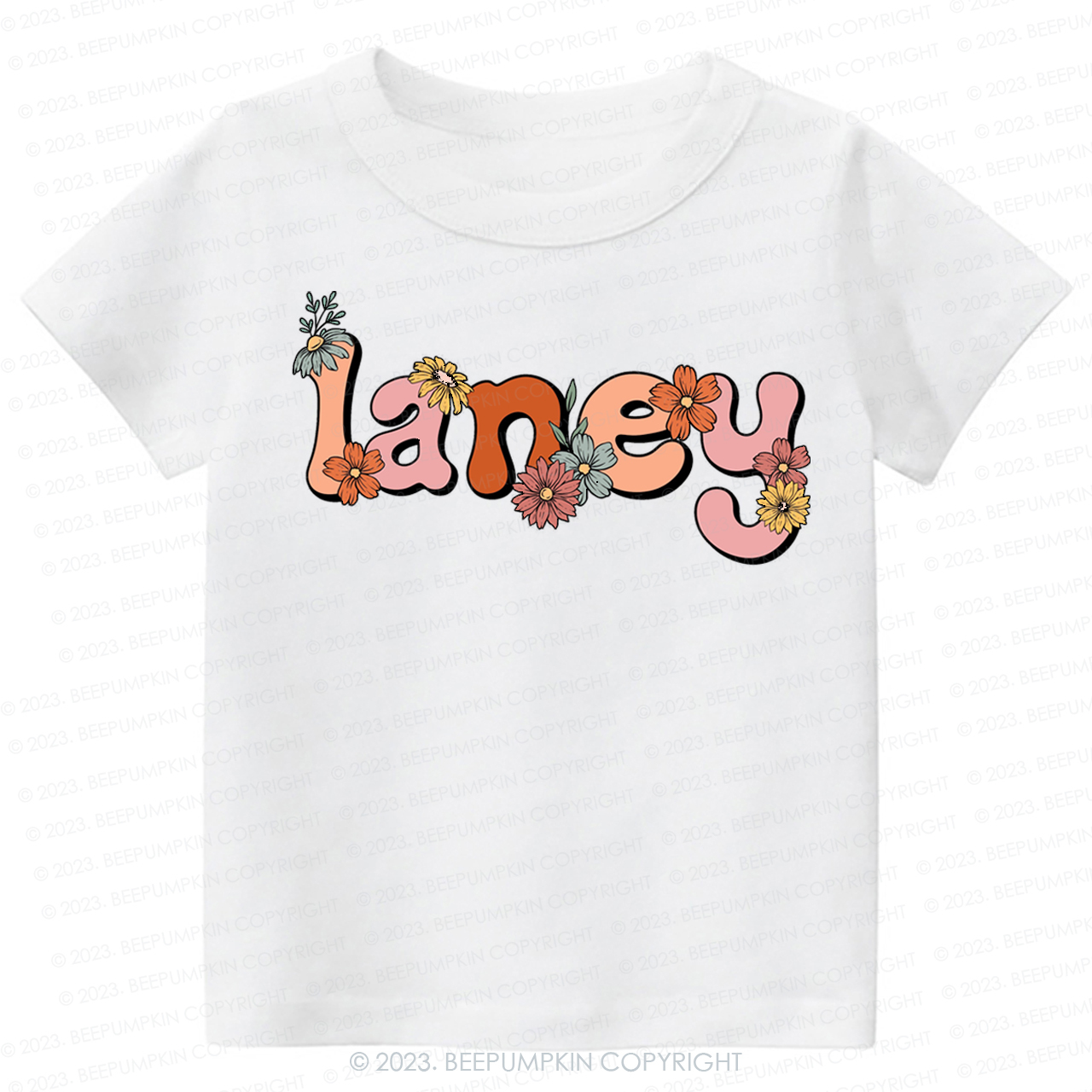 Custom Name Flower Word Art -Toddler Tees