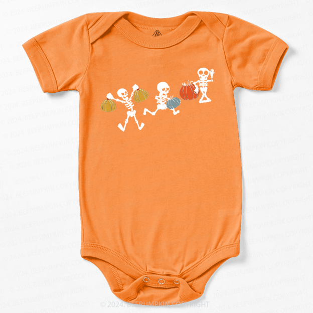 Funny Sportive Skeletons With Pumpkins Baby Bodysuits 