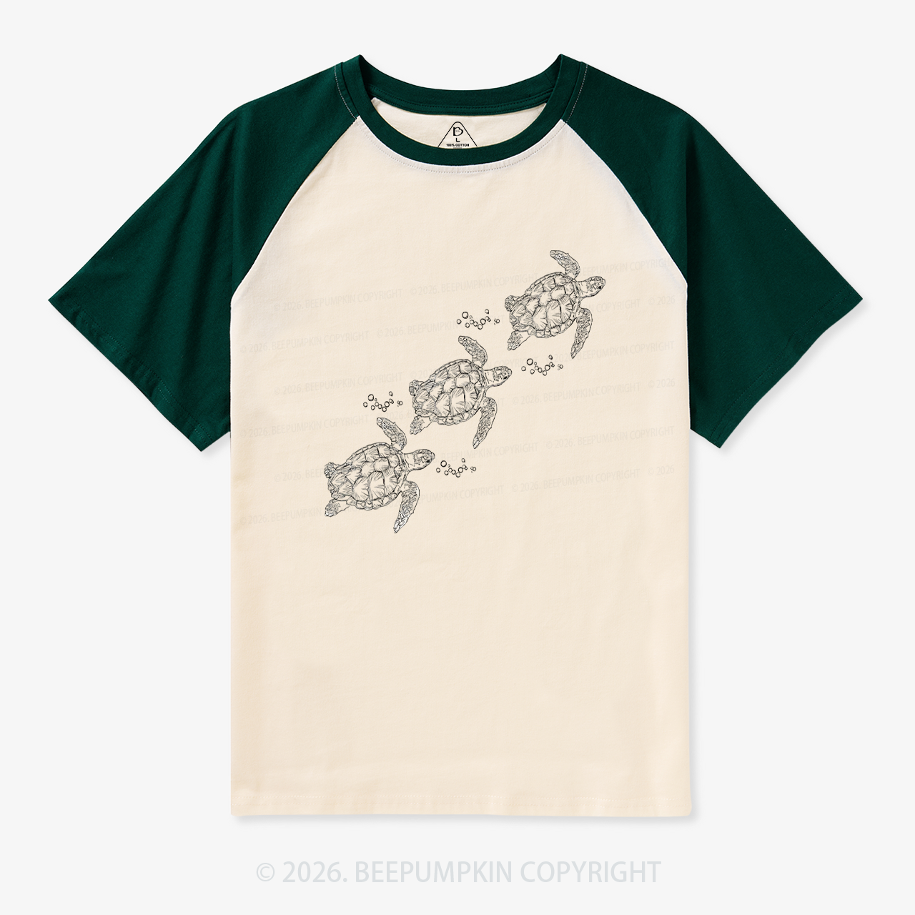 Turtle Sea Lovers Ocean Retro Raglan T-Shirt