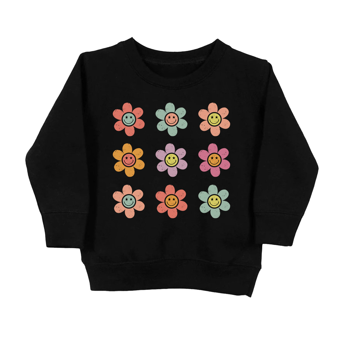 Happy Face Flowers Summer Kids Sweatshirt