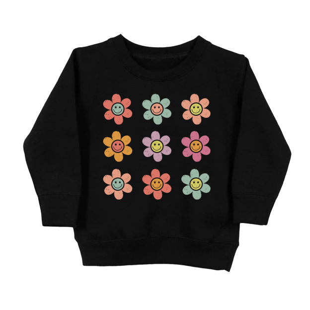 Happy Face Flowers Summer Kids Sweatshirt