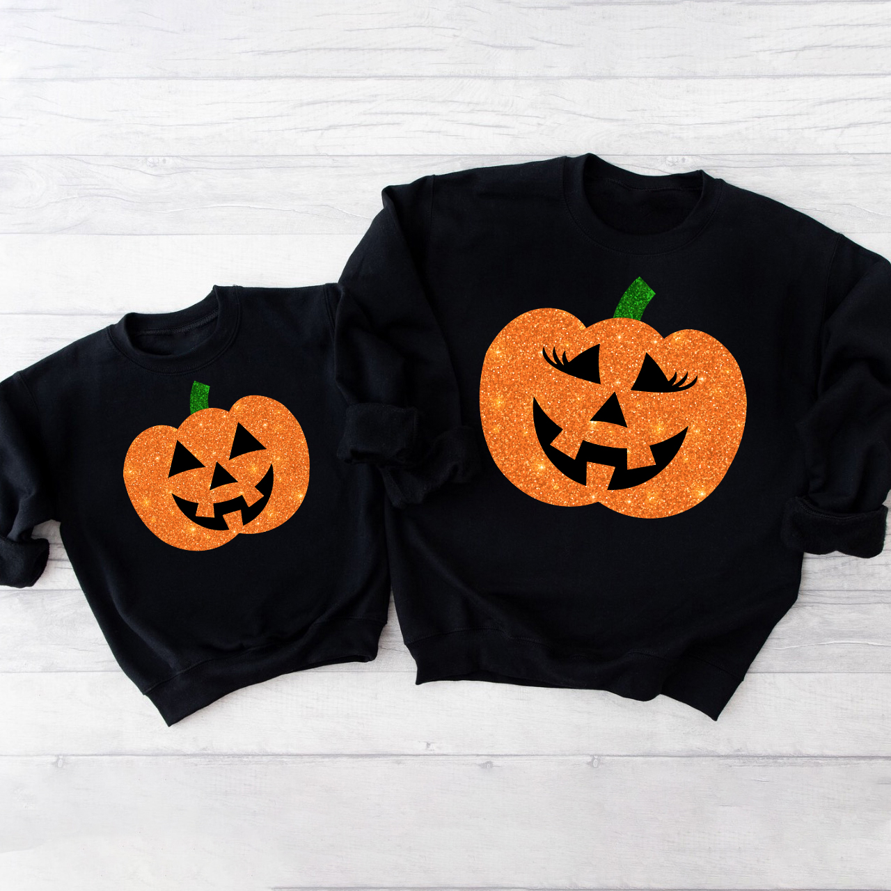 Mommy&Mini Pumpkin Face Halloween Sweatshirts
