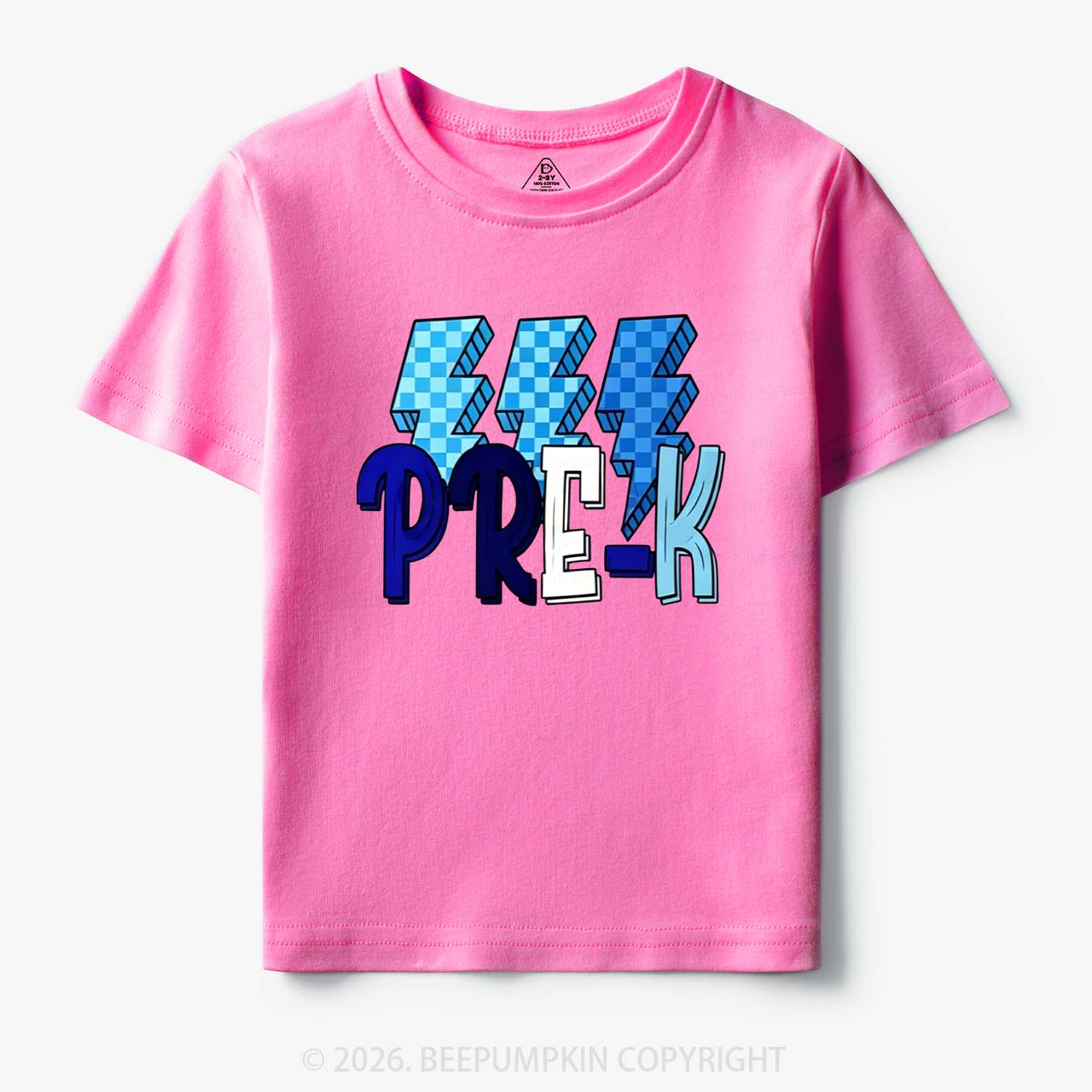 Pixel Blue Checkered Grade Level Toddler&Kid's Tees
