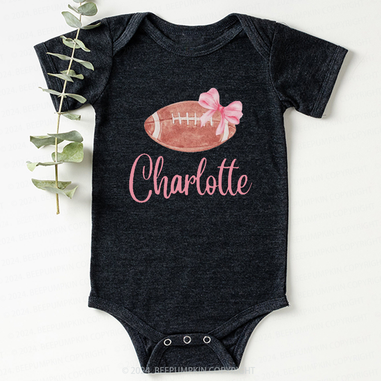 Personalized Football Bow Bodysuit For Baby 