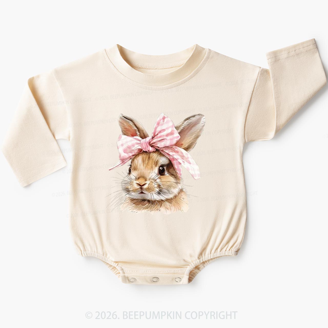 Cute Bunny with Bow Easter Baby Bubble Romper