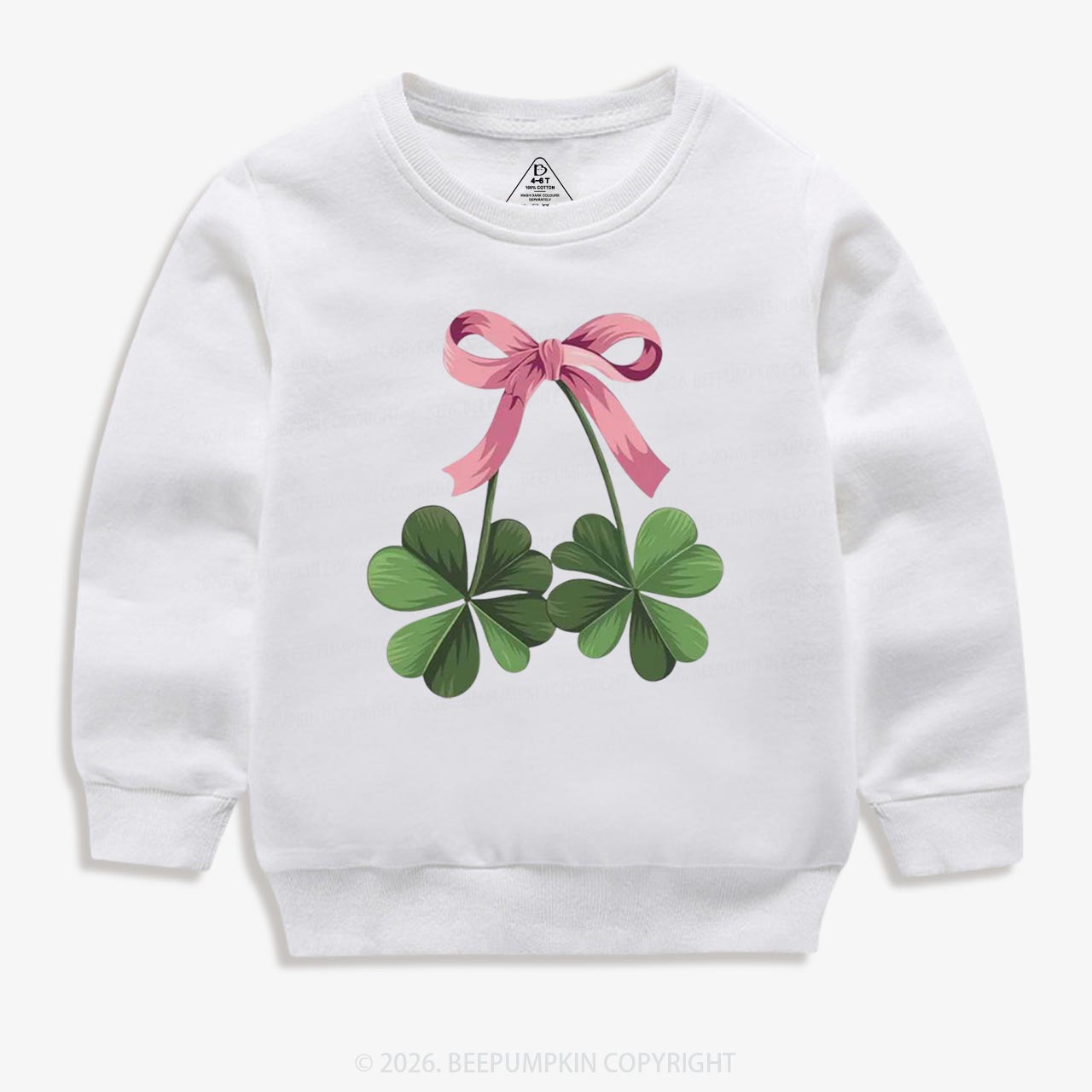 Lucky Shamrock Bow St Patrick's Day Kid's Sweatshirt