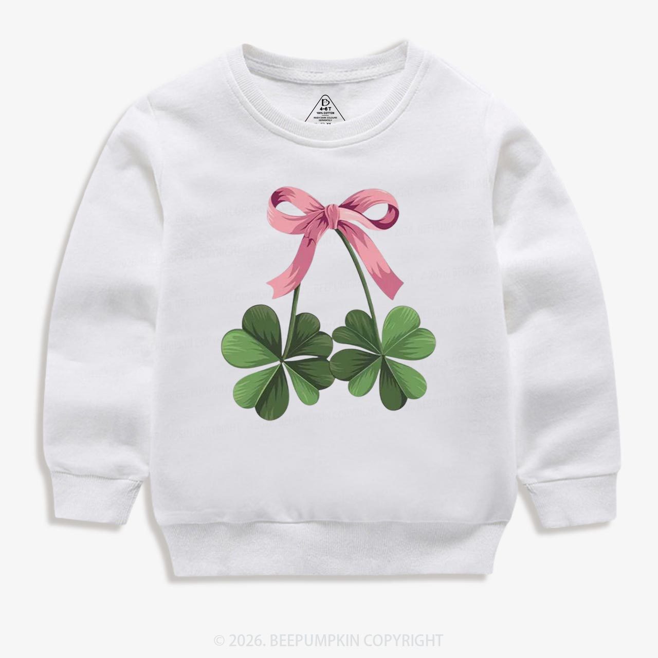 Lucky Shamrock Bow St Patrick's Day Kid's Sweatshirt