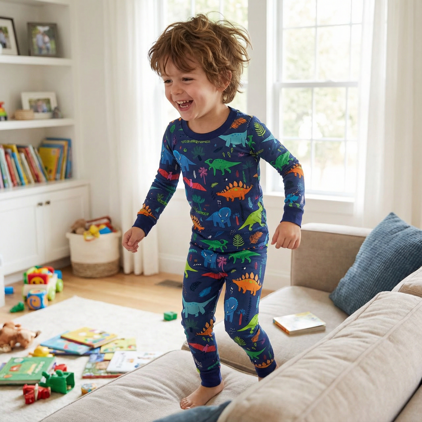 Colorful Dinosaur Dreams Two-Piece Pajama Set For Kids