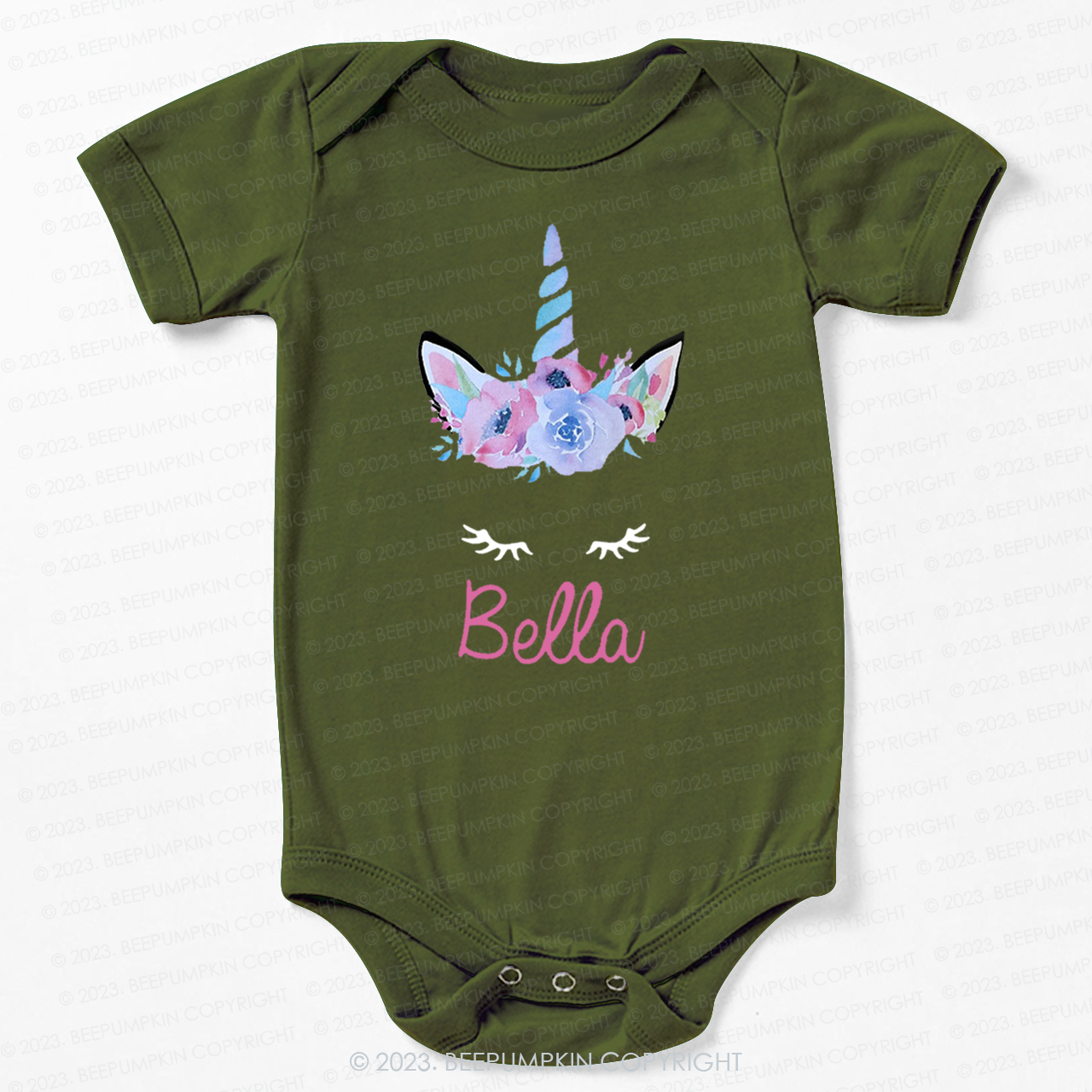 Personalized Unicorn Face Flutter Bodysuit For Baby