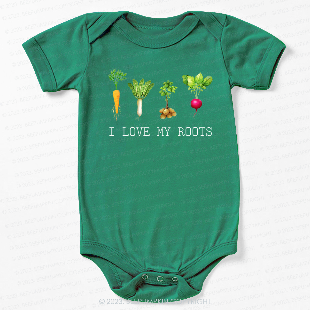 Vegetable I Love My Roots Bodysuit For Baby