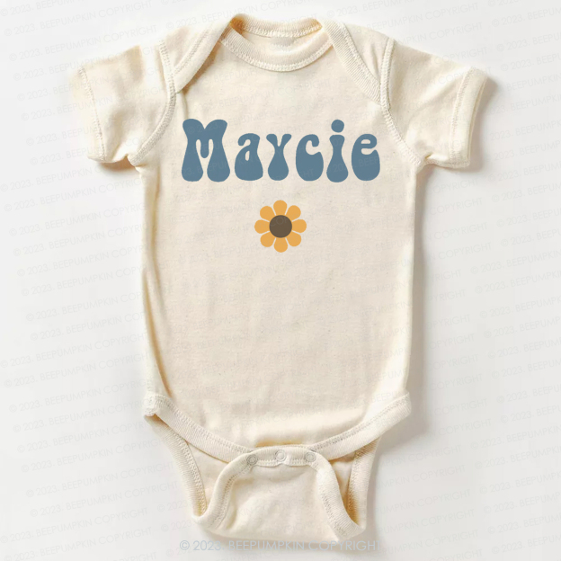 Retro Yellow Flower Natural Bodysuit For Baby