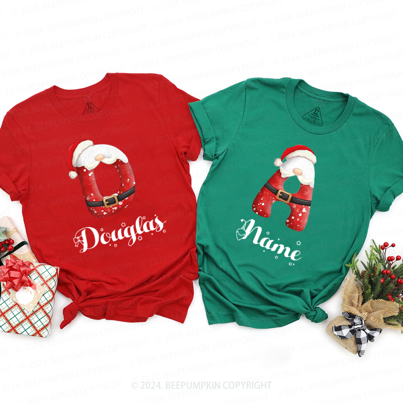 Personalized Name Christmas Christmas Family Matching T-Shirts Beepumpkin