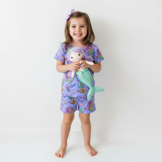 Magical Mermaid Two-Piece Pajama Short Sets For Toddler&Kids