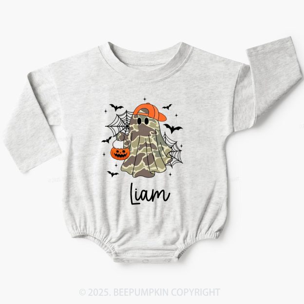 Personalized Boy Halloween Ghost Baby Bubble Romper Beepumpkin