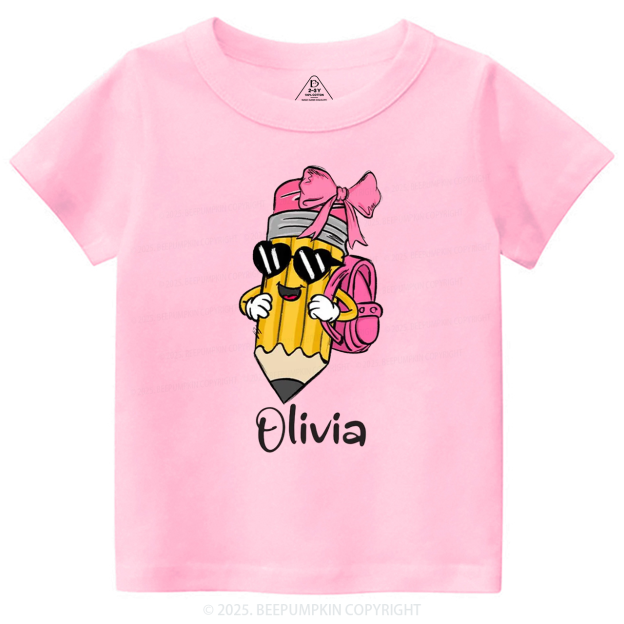 Personalized Boy Girl Pencil Toddler&Kid's Tees Beepumpkin