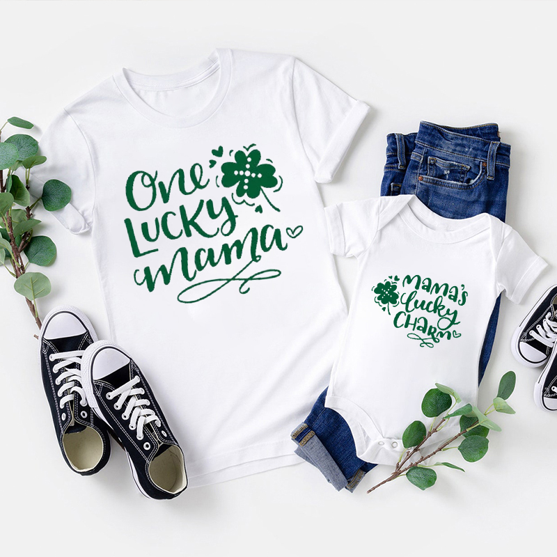 One Lucky Mama �� Mom's Lucky Charm St Patrick's Day Shirts