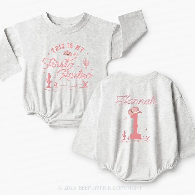 Personalized Pink Cowgirl Birthday  Baby Bubble Romper Beepumpkin