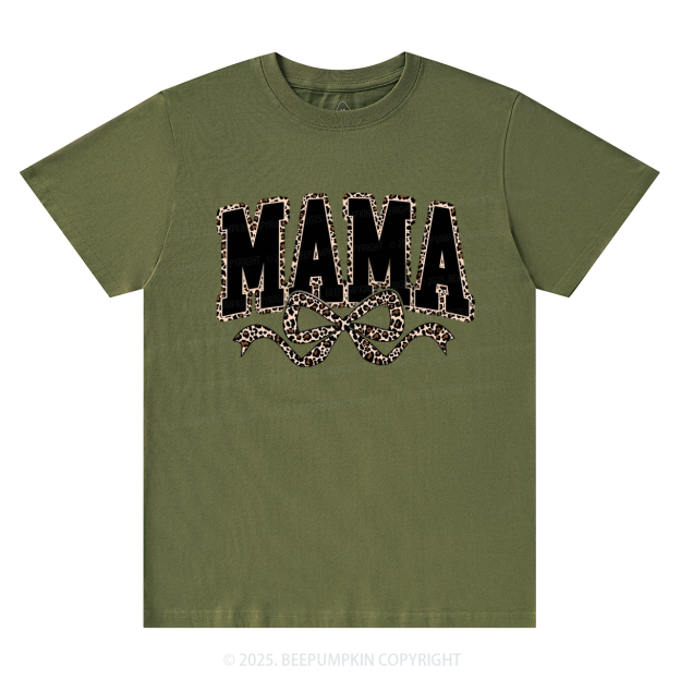 Mama Leopard Coquette Bow T-Shirts Beepumpkin