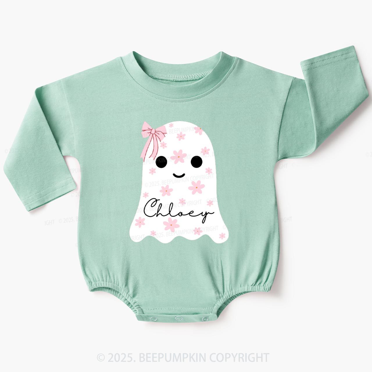 Personalized Name Cute Boo Baby Bubble Romper Beepumpkin