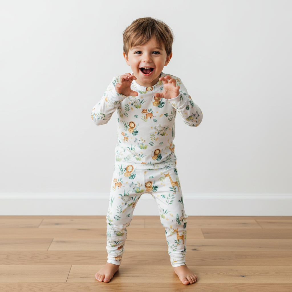 Forest Zoo Two-Piece Pajama Set For Kids