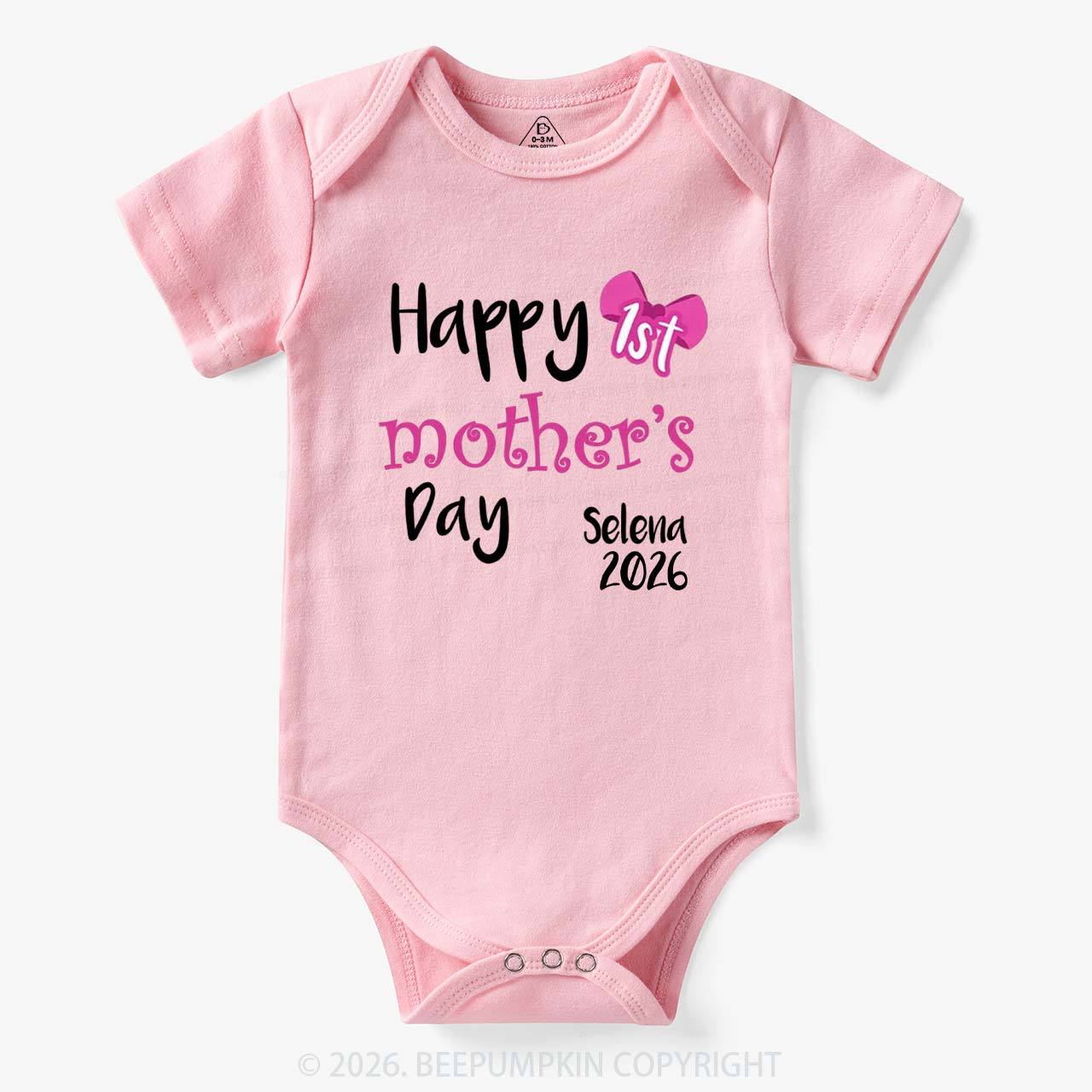 Personalized Happy 1st Mother's Day Bodysuit For Baby