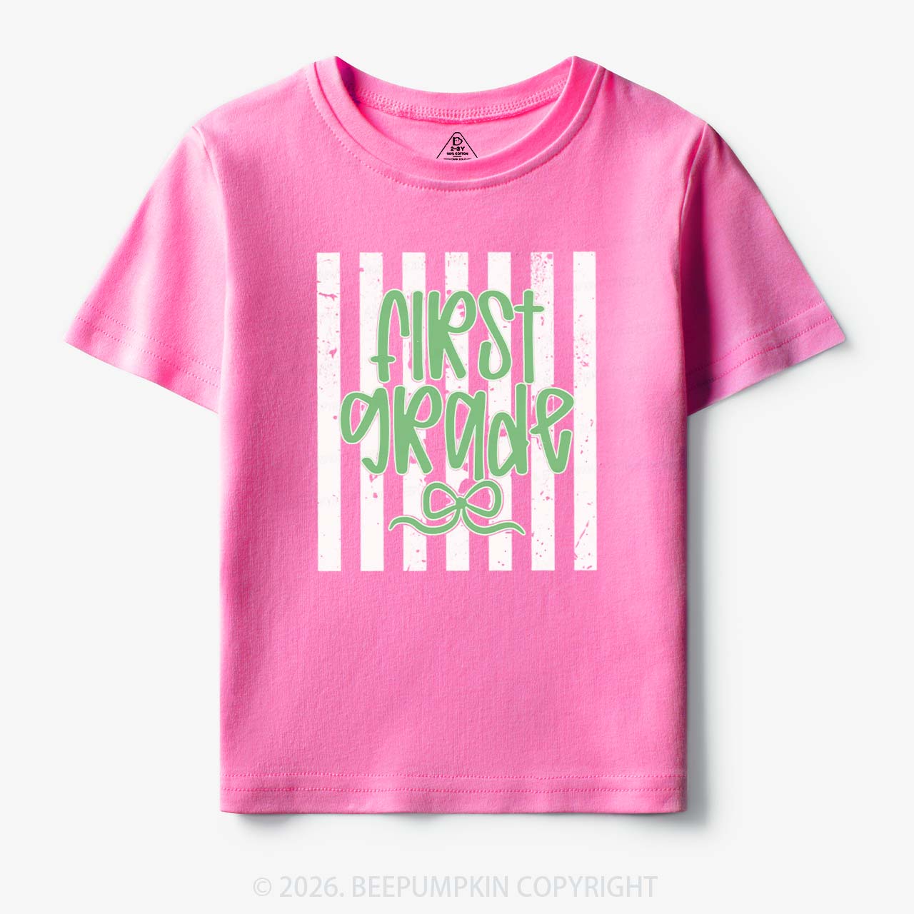 Colorful Stripes First Grade Cutie Bow Toddler&Kid's Tees