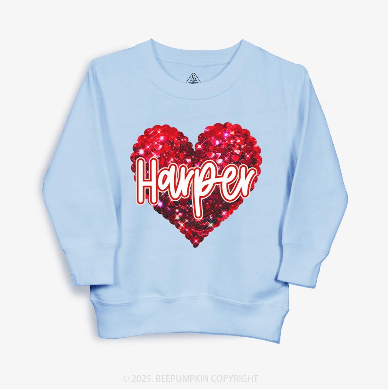 Personalized Sparkling Heart Name Kid's Sweatshirt