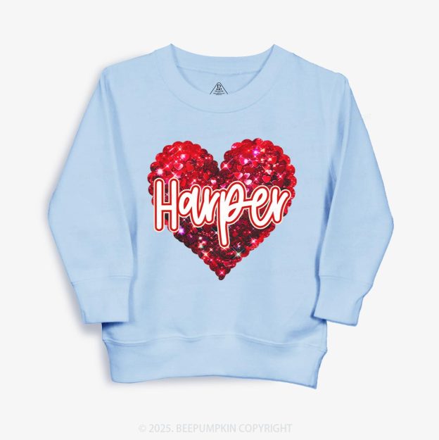 Personalized Sparkling Heart Name Kid's Sweatshirt