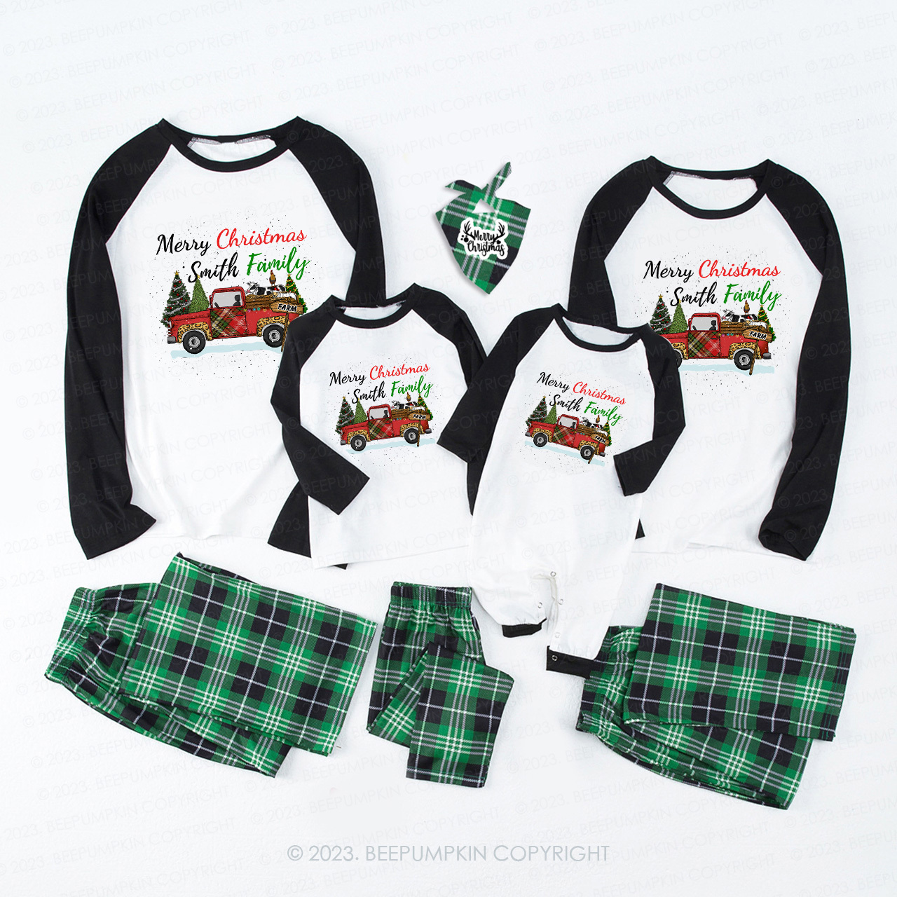 Personalized Christmas Fram Truck Matching Pajamas Beepumpkin