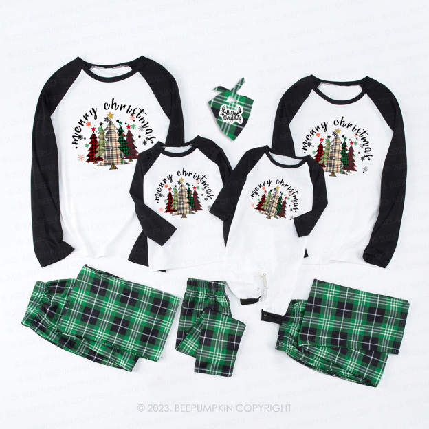 Merry Merry Christmas Plaid Tree Matching Pajamas Beepumpkin
