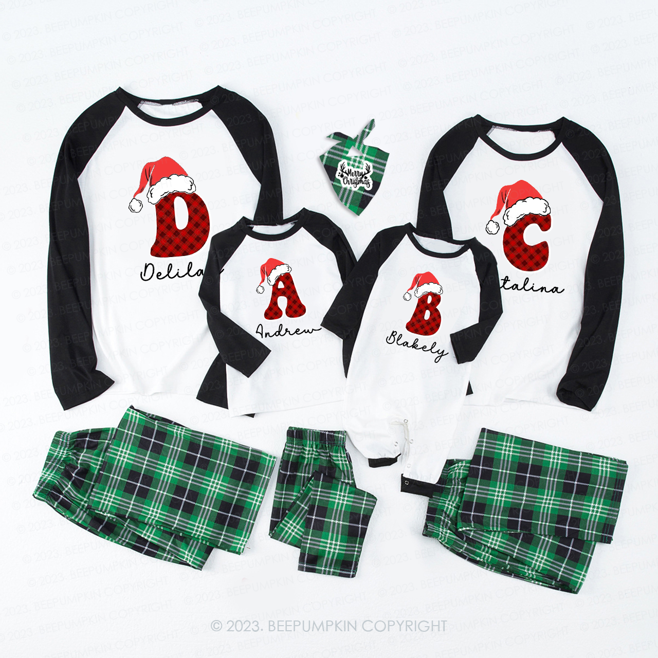 Personalized Monogrammed Christmas Family Pajamas With Name