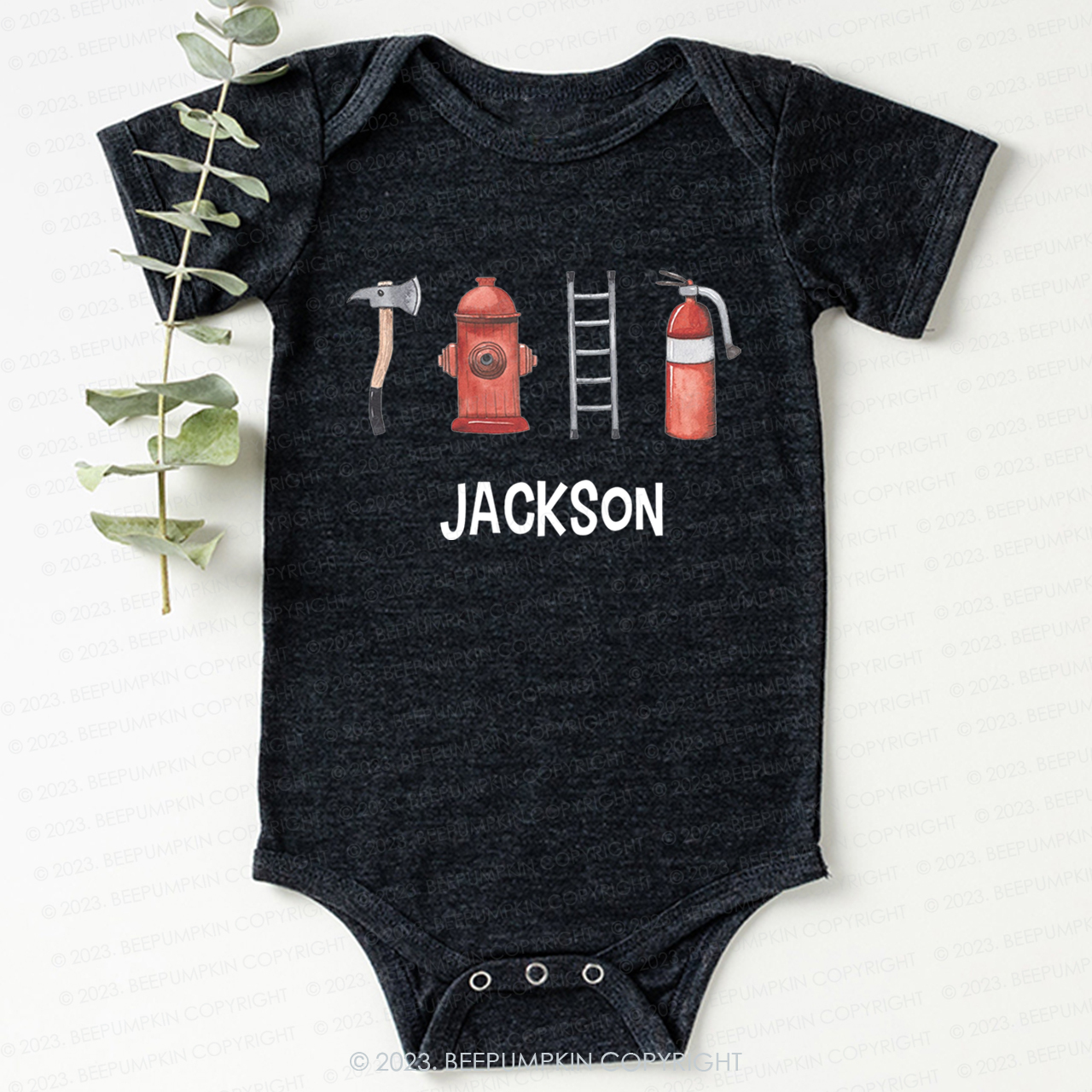 Personalized Firefighter Name Bodysuit For Baby