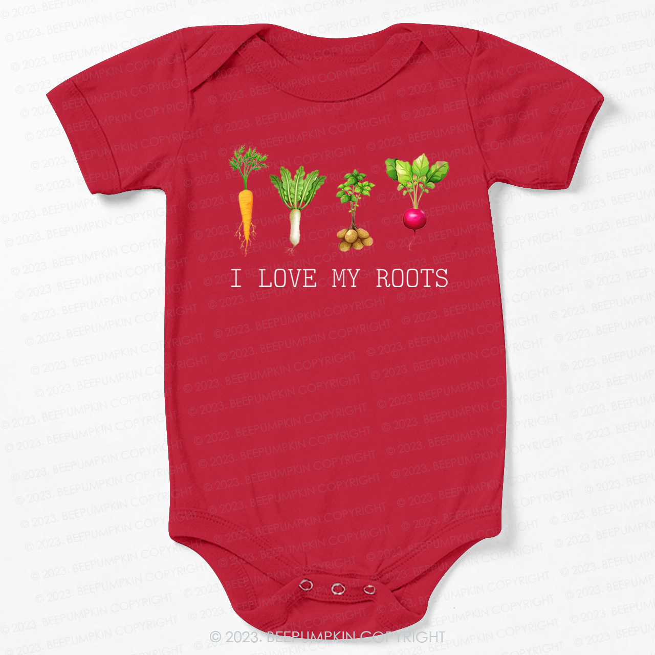 Vegetable I Love My Roots Bodysuit For Baby