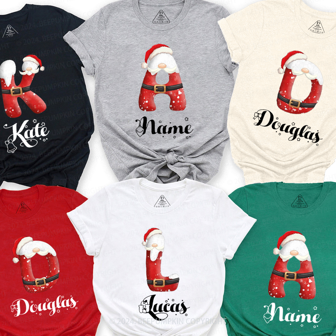 Personalized Name Christmas Christmas Family Matching T-Shirts Beepumpkin