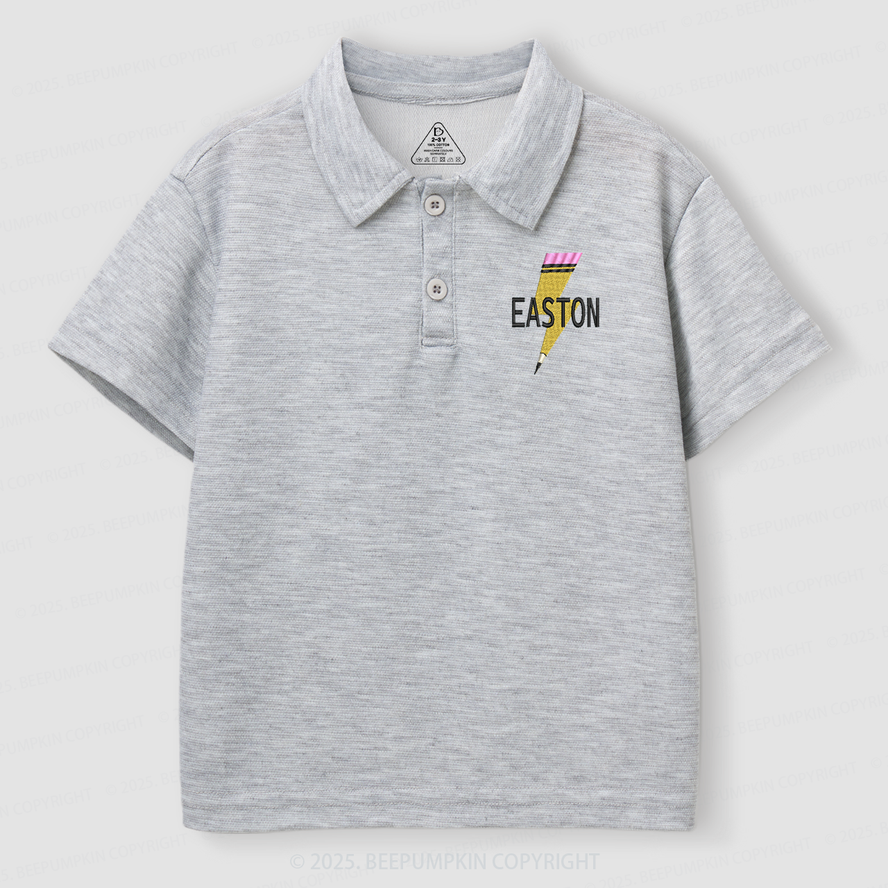 Personalized Embroidered Lightning Pencil Name Toddler&Kid's Polo Shirt Beepumpkin